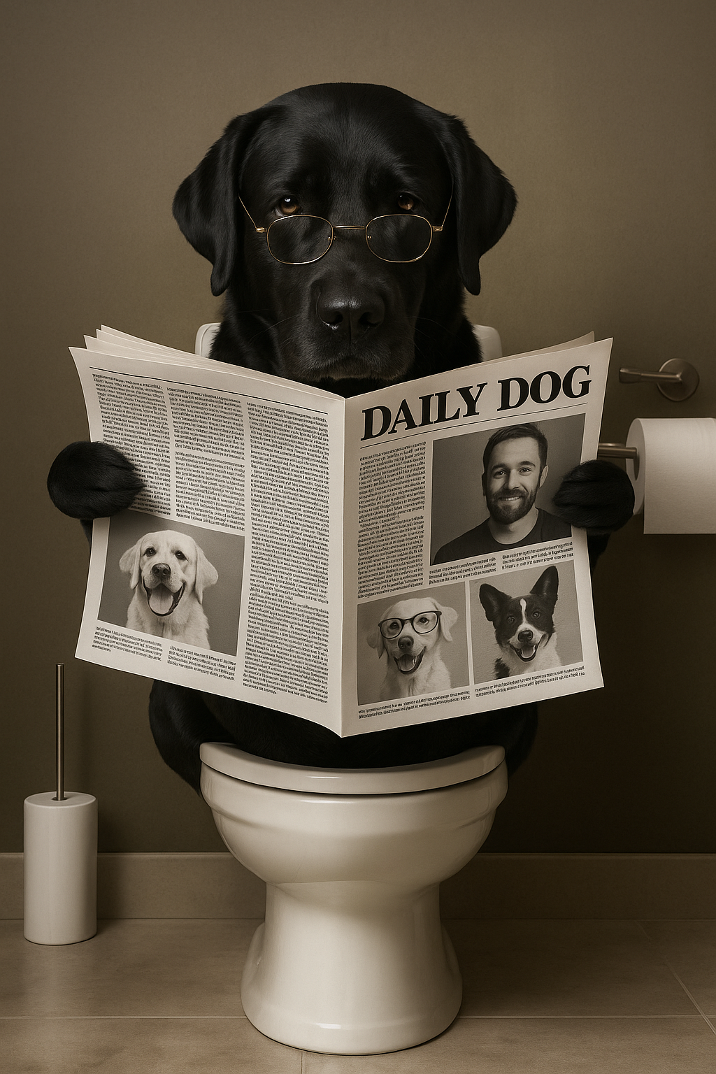 Personalisiertes Poster Hund auf Toilette