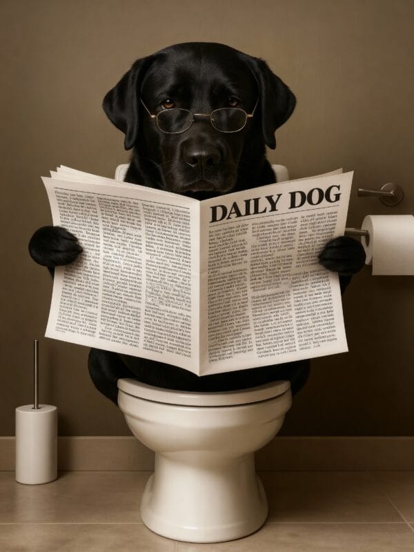 Personalisierte Hunde-Leinwand "Der Denker" - Lustiges Toiletten-Motiv auf Premium-Leinwand