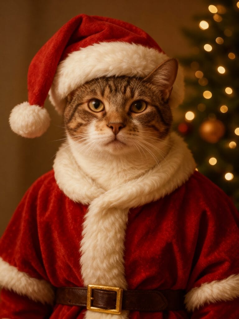 Personalisiertes Katzenposter "Weihnachten" - Festliches Weihnachtsmotiv