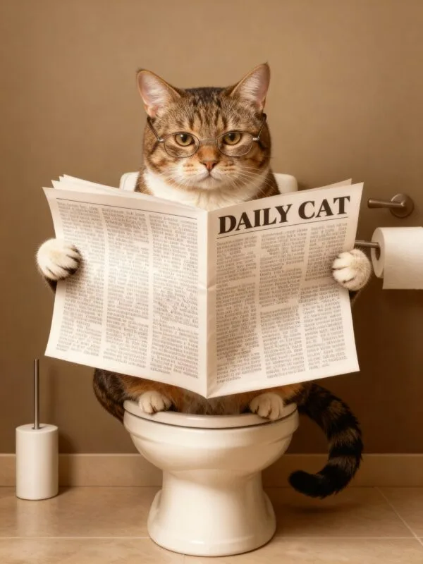 Personalisierte Katzen-Leinwand "Der Denker" - Lustiges Toiletten-Motiv auf Premium-Leinwand