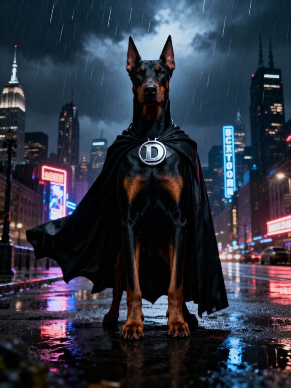 Personalisiertes Hundeposter "Dark Hero" - Superhelden-Motiv im Batman-Stil