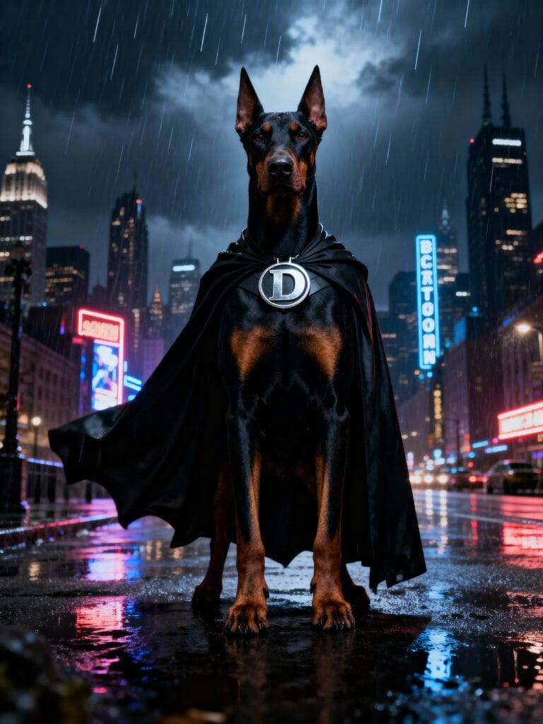 Personalisiertes Hundeposter "Dark Hero" - Superhelden-Motiv im Batman-Stil